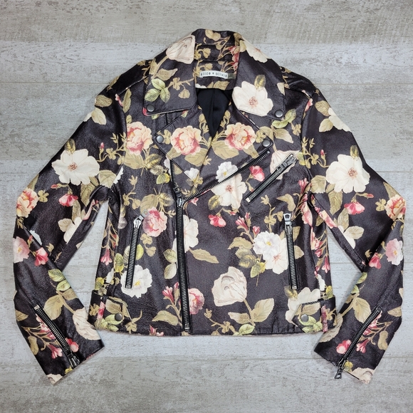 Alice + Olivia Jackets & Blazers - Alice + Olivia Cody Hazy Floral Leather Jacket Medium